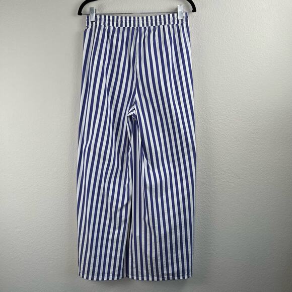 Revolve Onia Chloe Side Slit Wide Leg Striped Beach Pants White Blue Small/Med - Picture 15 of 15